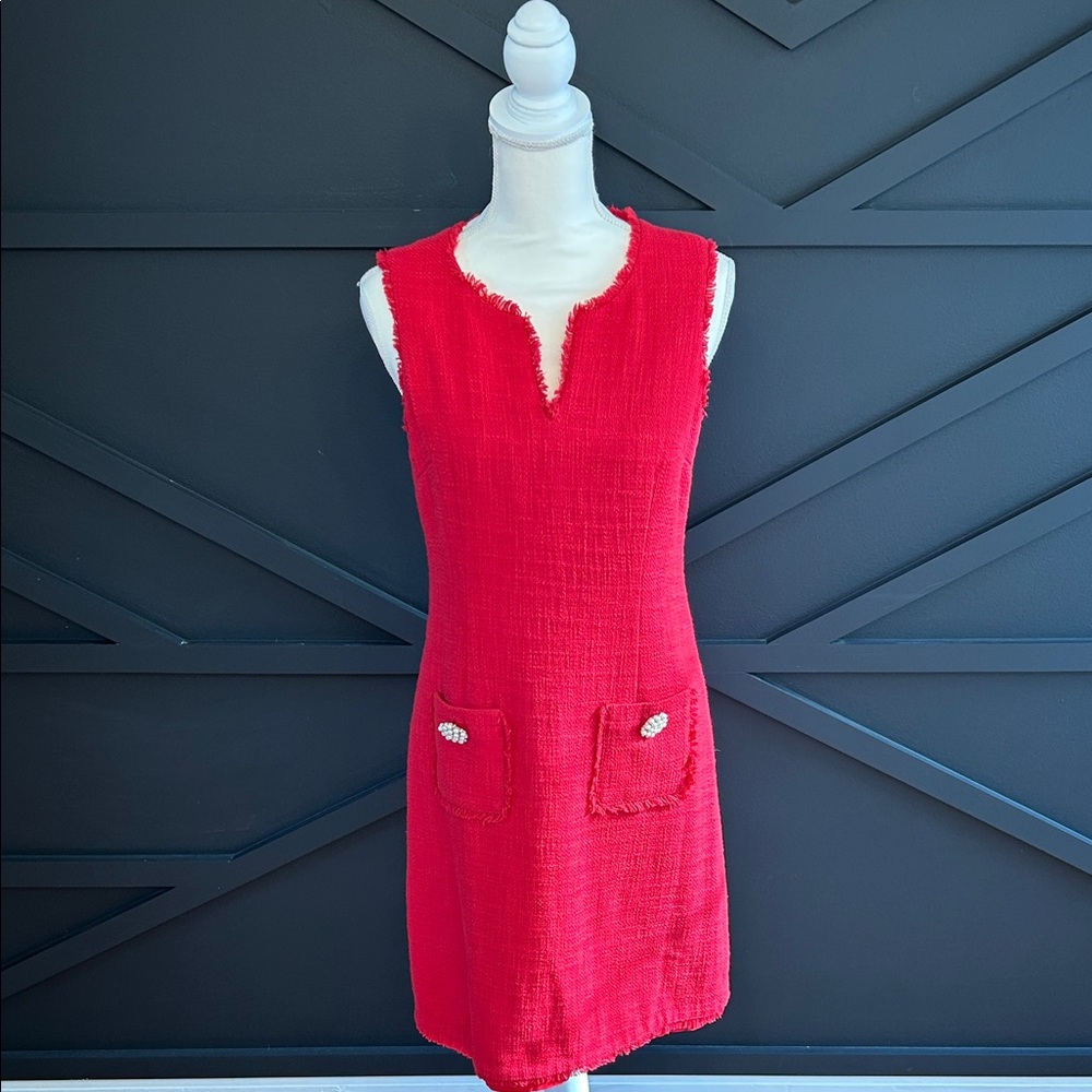 Karl Lagerfeld Red Sleeveless Textured Dress, Size 6